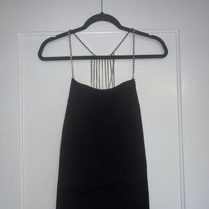 Zara Black Backless Top with Chain Straps